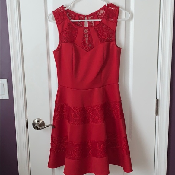 three pink hearts lace red halter top dress - Picture 1 of 3